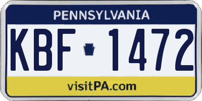 PA license plate KBF1472