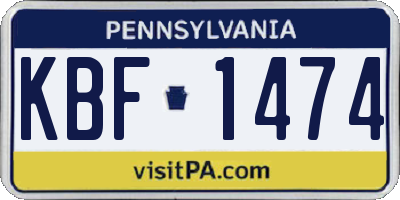 PA license plate KBF1474