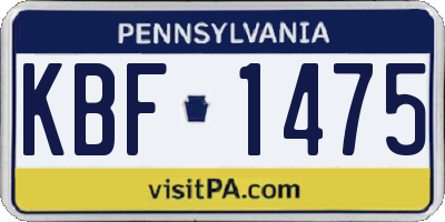 PA license plate KBF1475