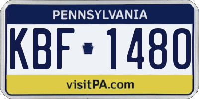 PA license plate KBF1480
