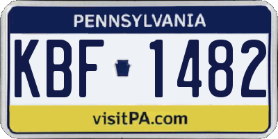 PA license plate KBF1482