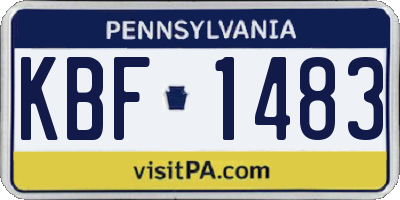 PA license plate KBF1483