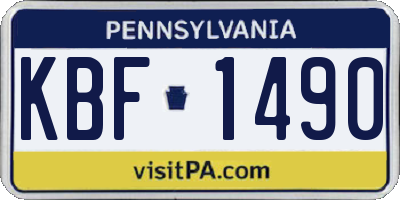 PA license plate KBF1490