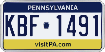PA license plate KBF1491