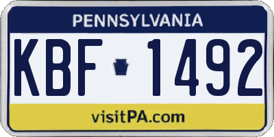PA license plate KBF1492