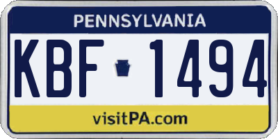 PA license plate KBF1494