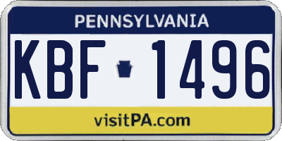 PA license plate KBF1496