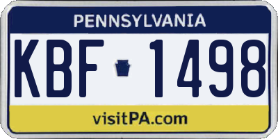 PA license plate KBF1498