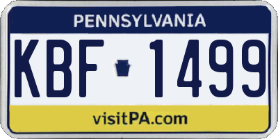 PA license plate KBF1499