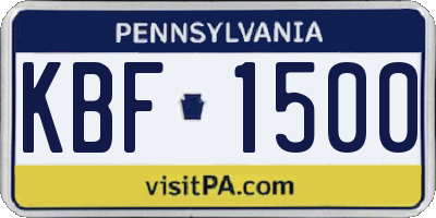 PA license plate KBF1500