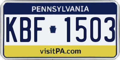 PA license plate KBF1503
