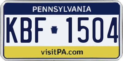 PA license plate KBF1504