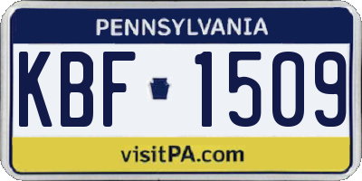 PA license plate KBF1509