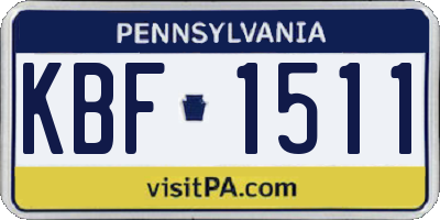 PA license plate KBF1511