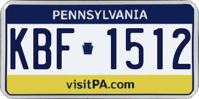 PA license plate KBF1512