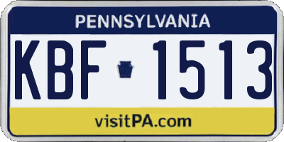 PA license plate KBF1513