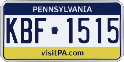 PA license plate KBF1515