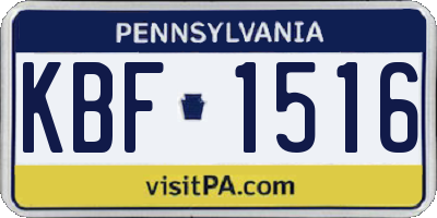 PA license plate KBF1516