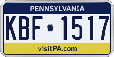 PA license plate KBF1517