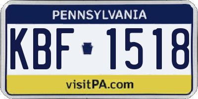 PA license plate KBF1518