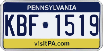 PA license plate KBF1519