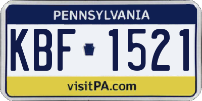 PA license plate KBF1521