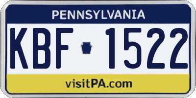 PA license plate KBF1522