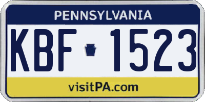 PA license plate KBF1523