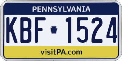 PA license plate KBF1524