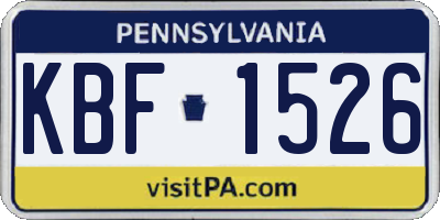 PA license plate KBF1526