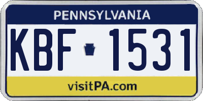 PA license plate KBF1531