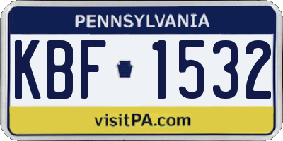 PA license plate KBF1532
