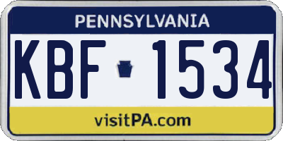 PA license plate KBF1534