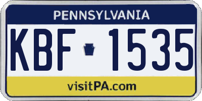 PA license plate KBF1535