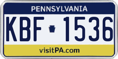 PA license plate KBF1536