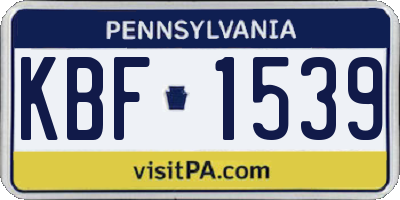 PA license plate KBF1539