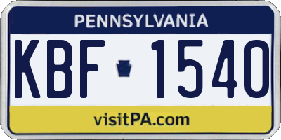 PA license plate KBF1540