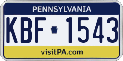 PA license plate KBF1543