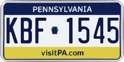 PA license plate KBF1545