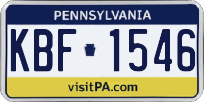 PA license plate KBF1546