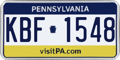 PA license plate KBF1548