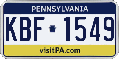 PA license plate KBF1549