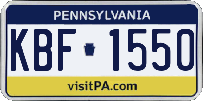 PA license plate KBF1550