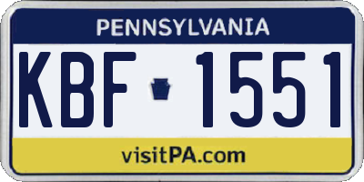 PA license plate KBF1551