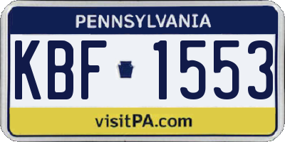 PA license plate KBF1553
