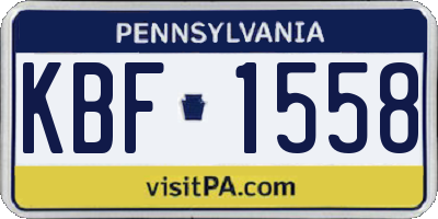 PA license plate KBF1558