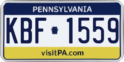 PA license plate KBF1559