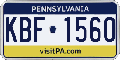 PA license plate KBF1560