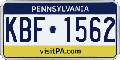 PA license plate KBF1562