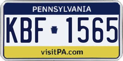 PA license plate KBF1565